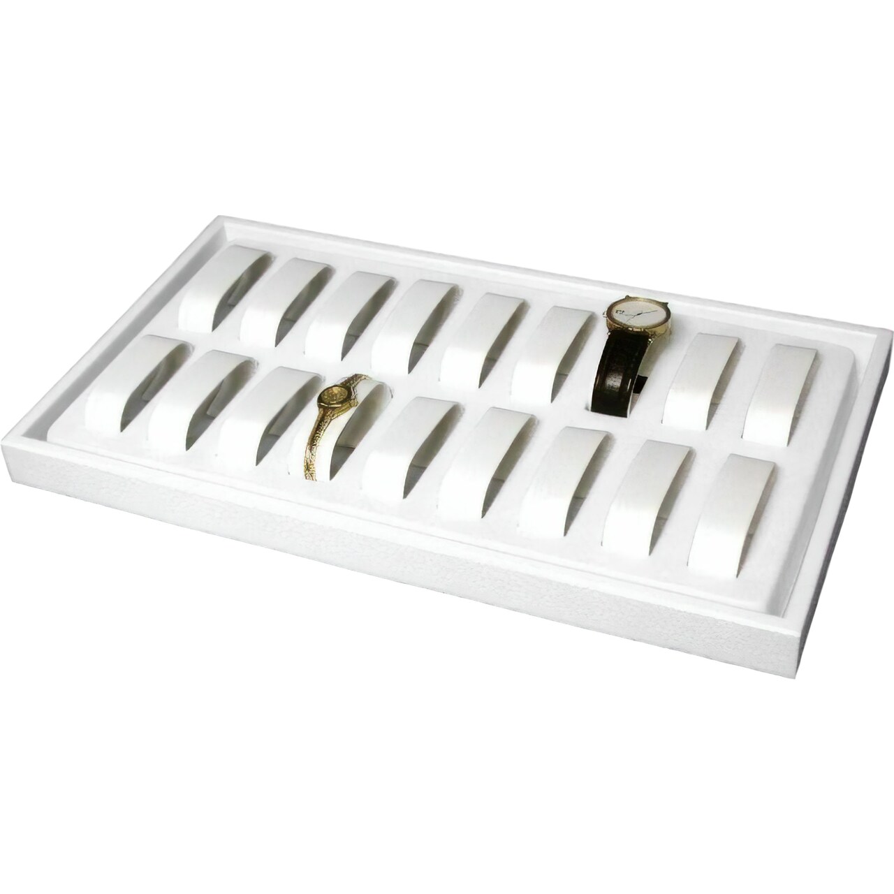 18pc White Watch, Bracelet & Bangle Jewelry Display Tray Great for Ladies and Men Watches, Brace